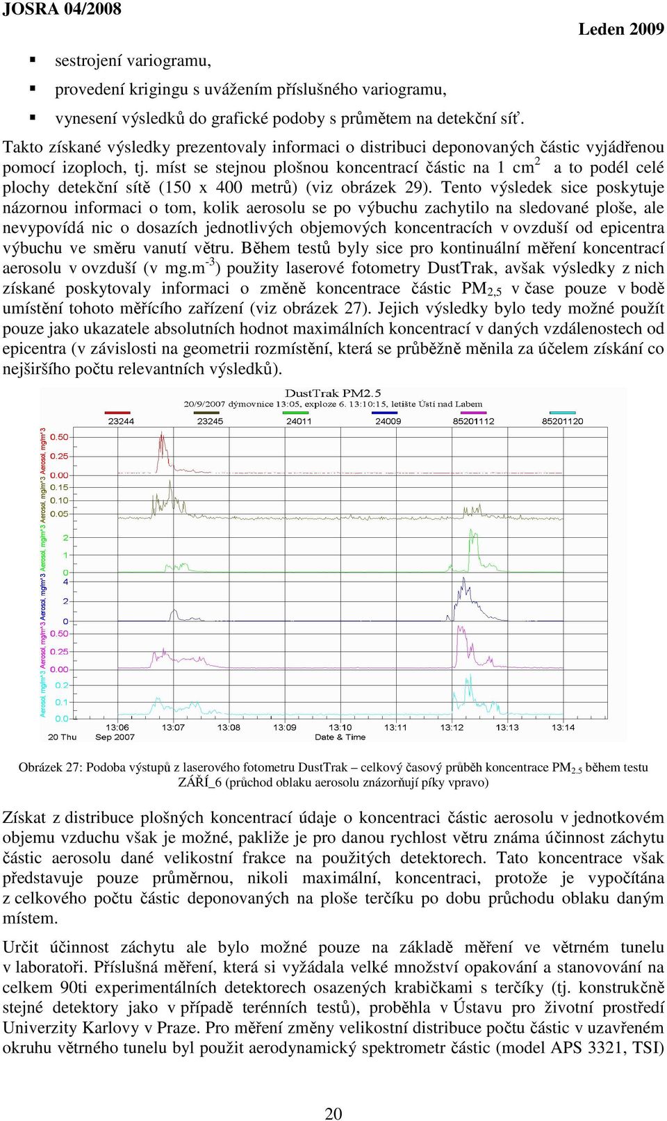 míst se stejnou plošnou koncentrací částic na 1 cm 2 a to podél celé plochy detekční sítě (150 x 400 metrů) (viz obrázek 29).