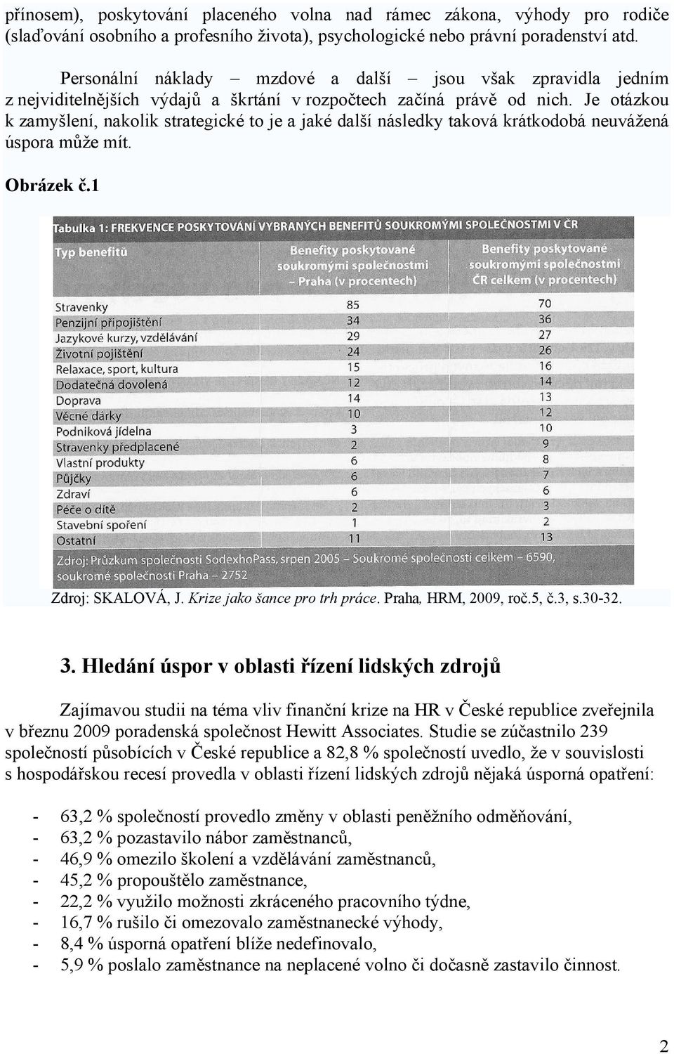 Je otázkou k zamyšlení, nakolik strategické to je a jaké další následky taková krátkodobá neuvážená úspora může mít. Obrázek č.1 Zdroj: SKALOVÁ, J. Krize jako šance pro trh práce.
