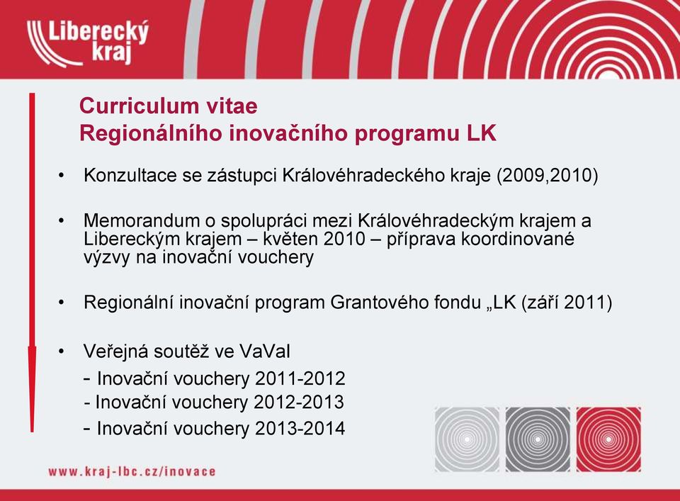 příprava koordinované výzvy na inovační vouchery Regionální inovační program Grantového fondu LK (září
