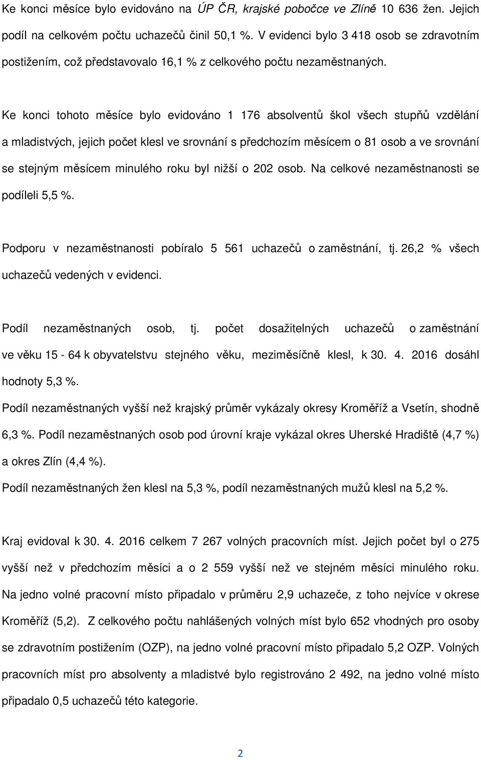 Ke konci tohoto měsíce bylo evidováno 1 176 absolventů škol všech stupňů vzdělání a mladistvých, jejich počet klesl ve srovnání s předchozím měsícem o 81 osob a ve srovnání se stejným měsícem