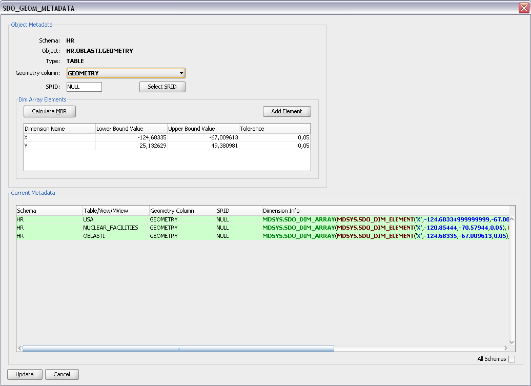 SELECT u.name, COUNT(u.name) pocet FROM usa u, nuclear_facilities nf WHERE SDO_ANYINTERACT(u.geometry, nf.geometry) = 'TRUE' GROUP BY u.