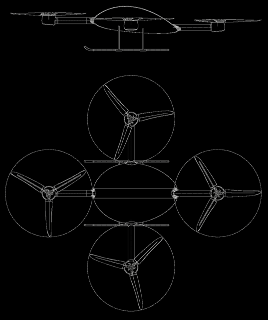UTB ve Zlíně, Fakulta aplikované informatiky 67 Obr. 51. Aerodynamický tvar kvadrokoptéry Microdrone MD4-3000 [102]