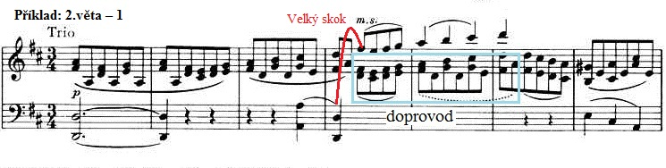 Trio je také psáno v malé třídílné formě, a je to v tónině D dur. Začátek tria je klidný a charakter této skladby je podobný IV. variaci první věty této sonáty.