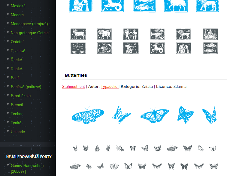 obrázkový) po načtení stránky klikněte na odkaz Výběr zajímavých obrázkových fontů a