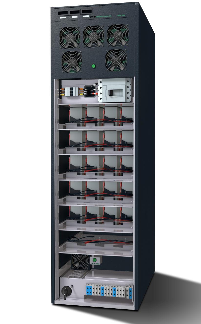 Pohled dovnitř Komunikace & konektivita Tři MiniSloty pro rozšiřující komunikační karty USB hostitel a USB zařízení Pět vestavěných alarmových vstupů a speciální EPO Vstupní jistič usměrňovače