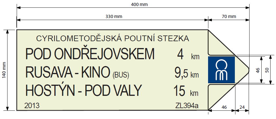 SMĚROVKA POUTNÍ STEZKY VEDENÉ V SAMOSTATNÉ TRASE MIMO SOUBĚH S PĚŠÍ TRASOU KČT V samostatném trasování poutní stezky mimo pěší trasy KČT