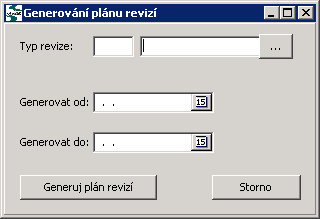 Založ revizi k vybrané kartě majetku tato akce založí jednu konkrétní revizi pro danou kartu (neperiodickou revizi) Pro vygenerování periodických revizí zvolíme akci