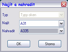 Pro nahrazení jednoho inteligentního okna jiným: 1. Vyberte volbu NajítZaměnit z menu Okna. Objeví se dialogové okno Najít a Nahradit. 2.