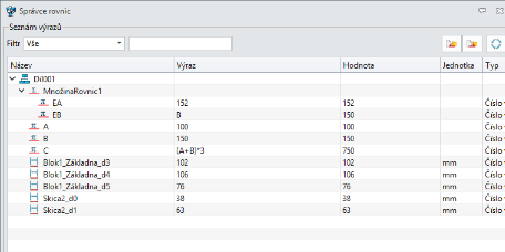 8. Možnosti importu/exportu do/z Excelu Všechny proměnné a načtené kóty je možné exportovat do csv formátu a poté je upravit v Excelu.