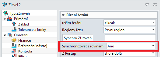 V předešlé verzi se používala volba Synchro Zúroveň pro manuální výběr bodů na rovinách. Nyní jenom zvolíte volbu Synchronizovat s rovinami a tato funkce je již všechny detekuje automaticky. 4.6.