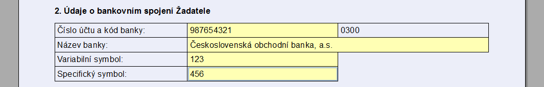 Oddíl I. Obecná část, část 1. Identifikační údaje žadatele Právnická osoba Kromě e-mailové adresy a Kontaktní osoby jsou všechna pole povinná.