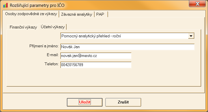 Kontaktní osoby Od roku 2016 je povinnost uvádět jméno a příjmení, e-mailovou adresu a telefonní číslo kontaktní osoby na výkazech Seznam účetních jednotek patřících do dílčího konsolidačního celku