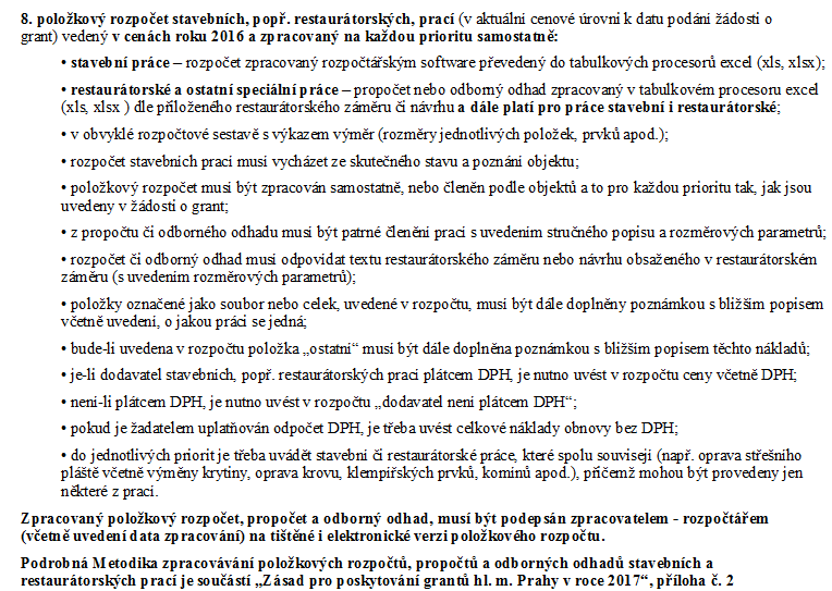 STRANA 14 A 15 FORMULÁŘE Doklady k žádosti - pokračování Každý bod obsahuje návod ke zpracování. 8.