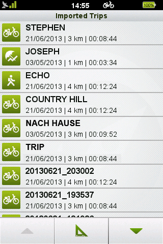 Pokud neexistuje, vytvořte složku ImportedTrips ve složce BikeNav v zařízení. 3. Abyste mohli prohlížet cesty v zařízení, všechny cesty musí být uloženy ve složce BikeNav\ImportedTrips.