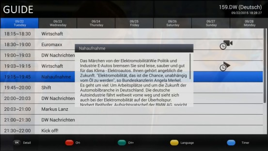 Pro získání detailních informací o programu stiskněte tlačítko OK 11.6 Timer Ferguson Ariva 4K umožňuje nahrávat programy automaticky.