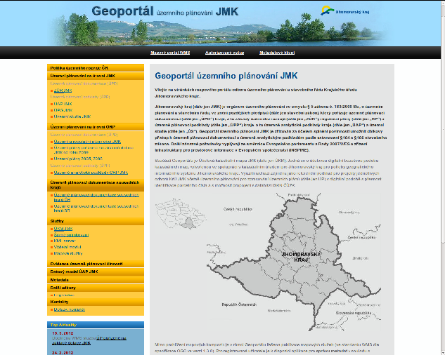 Geoportál územního plánování JMK Zdroj: Geoportál