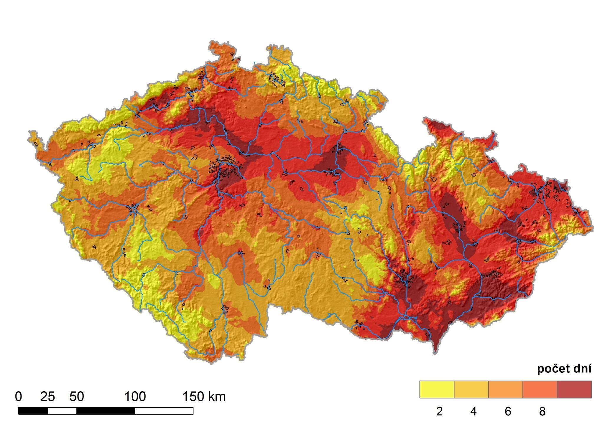 Předpokládané dopady změny klimatu v ČR Změna teploty vzduchu podle RCM MOHC HADGEM RCP 4.5: emisní scénář realistický, stabilizace koncentrací CO2 RCP 8.