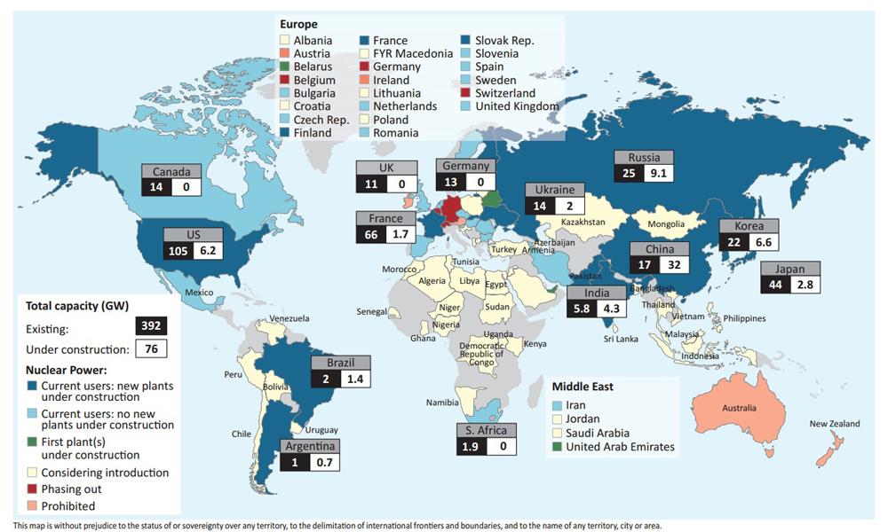 Výstavba JE ve světě (2/2) Status of nuclear programmes, end-2013 2 * http://www.iea.