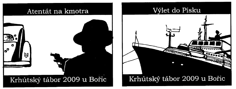 8. táborový den Budíček byl docela brzy ráno, následovalo koupání, zuby, snídaně, bubnování, pískání a dřevo. Po dřevu se plnila nováčkovská a šípy. Pak byla etapa skleničkárna.