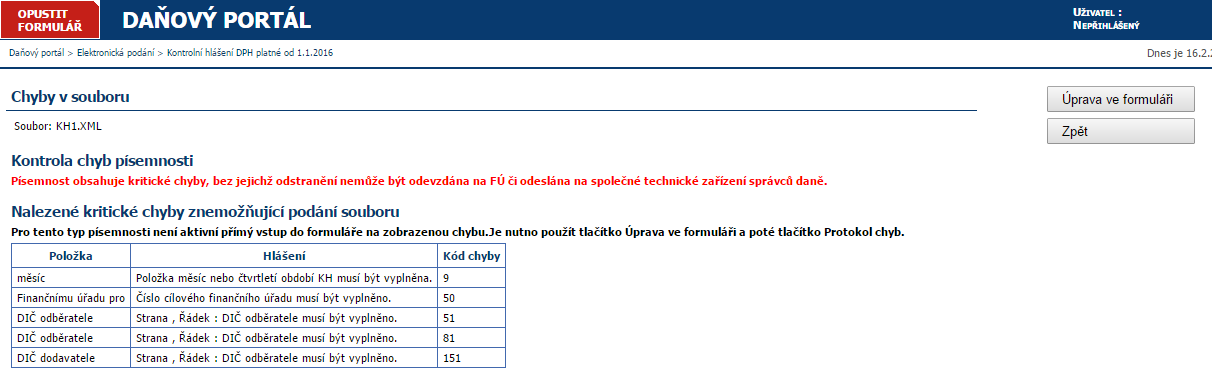 Po úspěšném výběru se za tlačítkem zobrazí název vybraného souboru: Nyní stiskněte tlačítko Načíst vpravo nahoře.