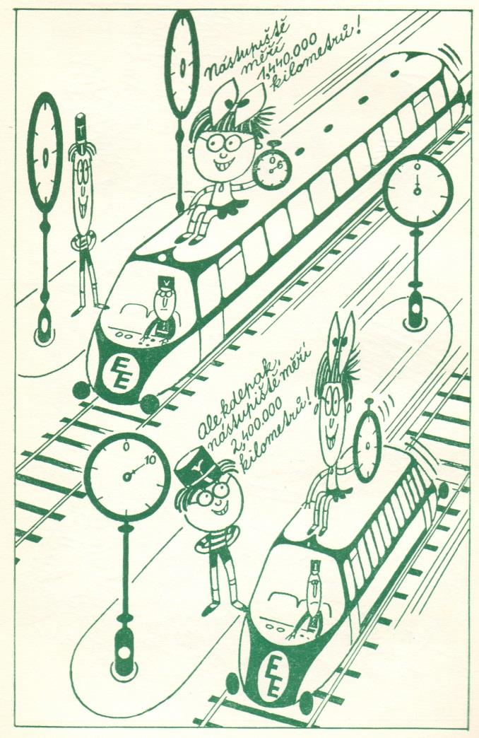 Rozměry Einsteinův expres má extrémní rozměry (délka 2 400 000 km) a míjí stejně dlouhé nástupiště jede stálou extrémní rychlostí v = 240 000 km/s Dívka ve vlaku podle údajů staničních hodin projede