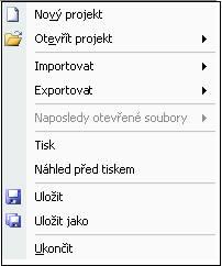 4 HLAVNÍ MENU Upozornění: Téměř všechny funkce jednotlivých menu lze provádět také pomocí tlačítek. Tyto funkce eventuálně nejsou popsány nebo nejsou popsány tak detailně.