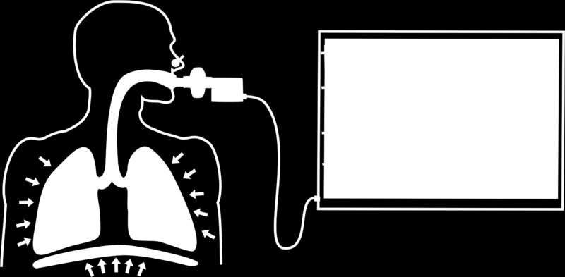 křivky průtok-objem je vrcholová výdechová rychlost (PEF), která udává maximum průtokové rychlosti výdechu. Na měření spirometrie se používá spirometr.