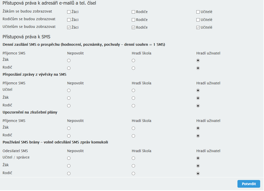 ! SMS modul a SMS brána III. Nastavení Komunikace pro SMS modul a SMS bránu V modulu Nastavení - Komunikace je možné povolit (respektive zakázat) jednotlivé parametry SMS modulu a SMS brány.