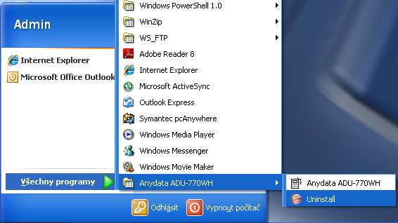2) Po stisknutí tlačítka Uninstall