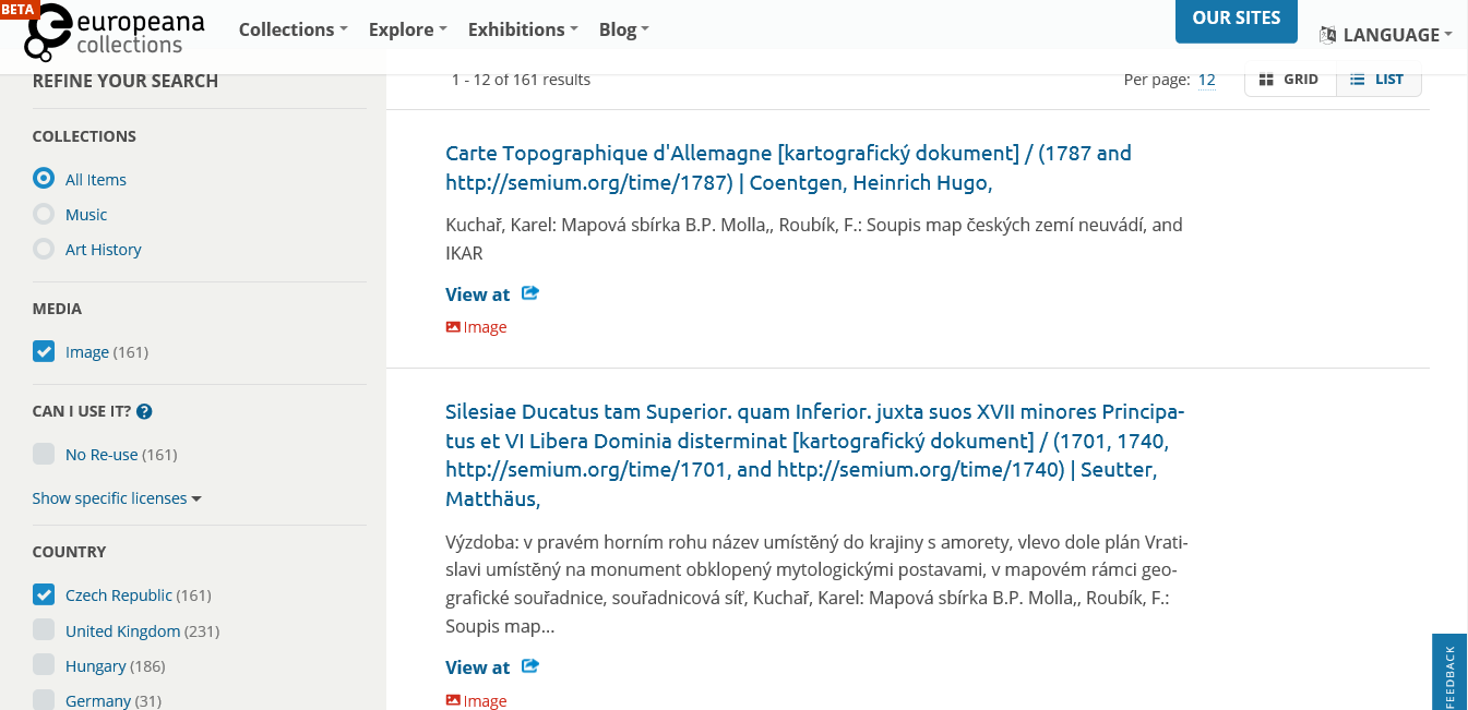 Europeana spojuje 1700 členů, mapy?