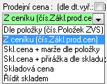 12 Zásoby-cenotvorba 11. Nastavení 11.1. V aplikaci *8714_Sklady V číselníku skladů (*8714) nastavit jako zdroj prodejní ceny ceník ZPC.