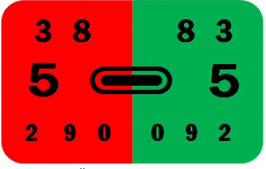3.3.3.2 Simultánní metoda na červeno-zeleném testu Červeno-zelený test se skládá z červené a zelené části pole, na kterých jsou znaky (písmena, číslice) klasických optotypů, viz obr. 7.