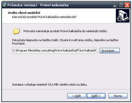 Instalace Právní kalkulačka Systémová příručka 6 Licenční smlouva V následujícím kroku jste Průvodcem instalací vyzváni k seznámení se s podmínkami Licenčního ujednání a k potvrzení souhlasu s jeho