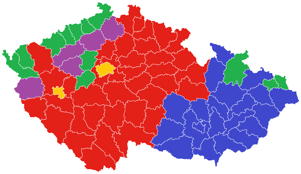 rozdělení do shluků, v nichž soustředili regiony s podobnou preferencí jednotlivých politických stran.