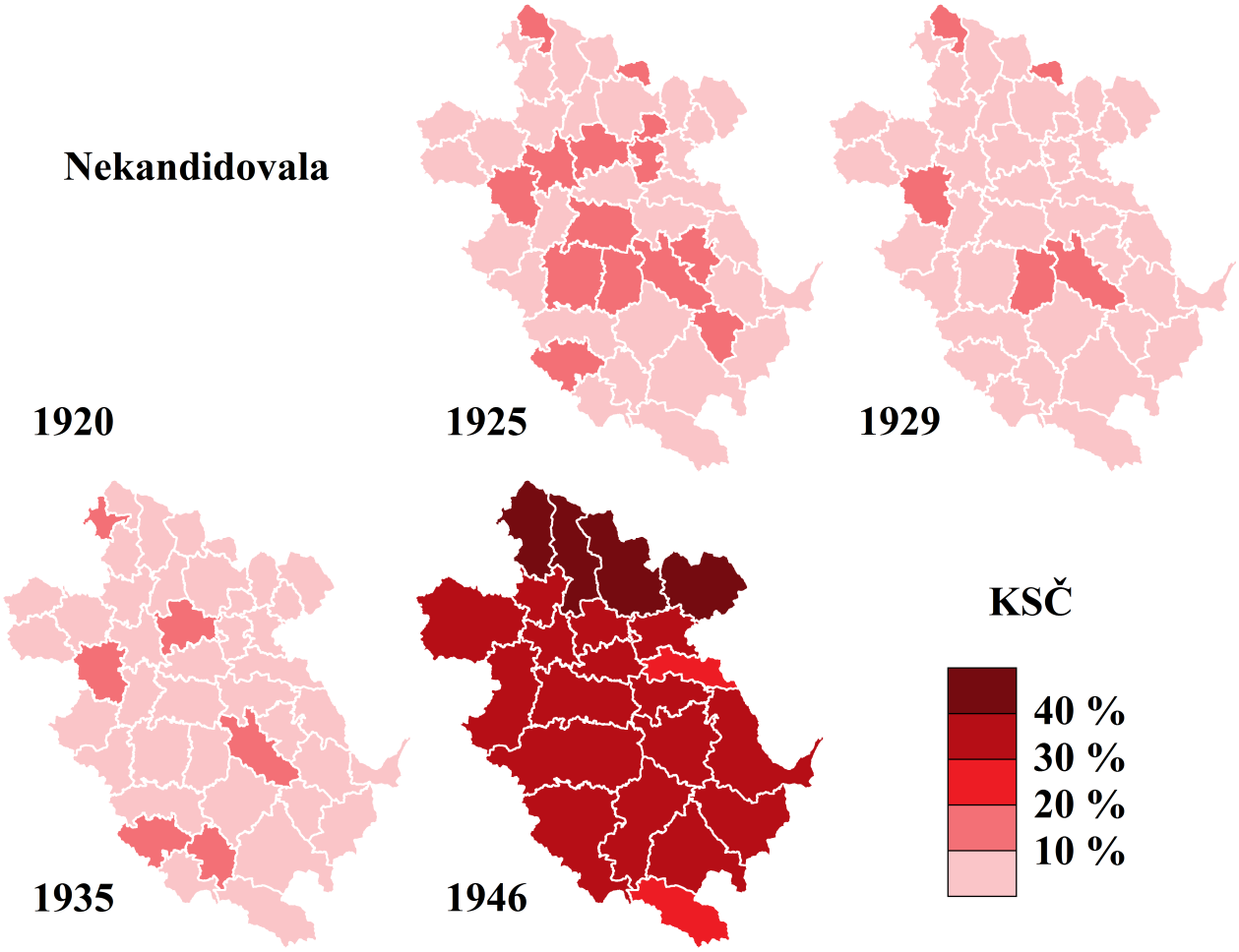 z německy osídlených oblastí získala strana v soudních okresech Lanškroun (29 procent hlasů), Králíky (34 procent hlasů), Žacléř (40,7 procent hlasů) a Hostinné (49,6 procent hlasů).