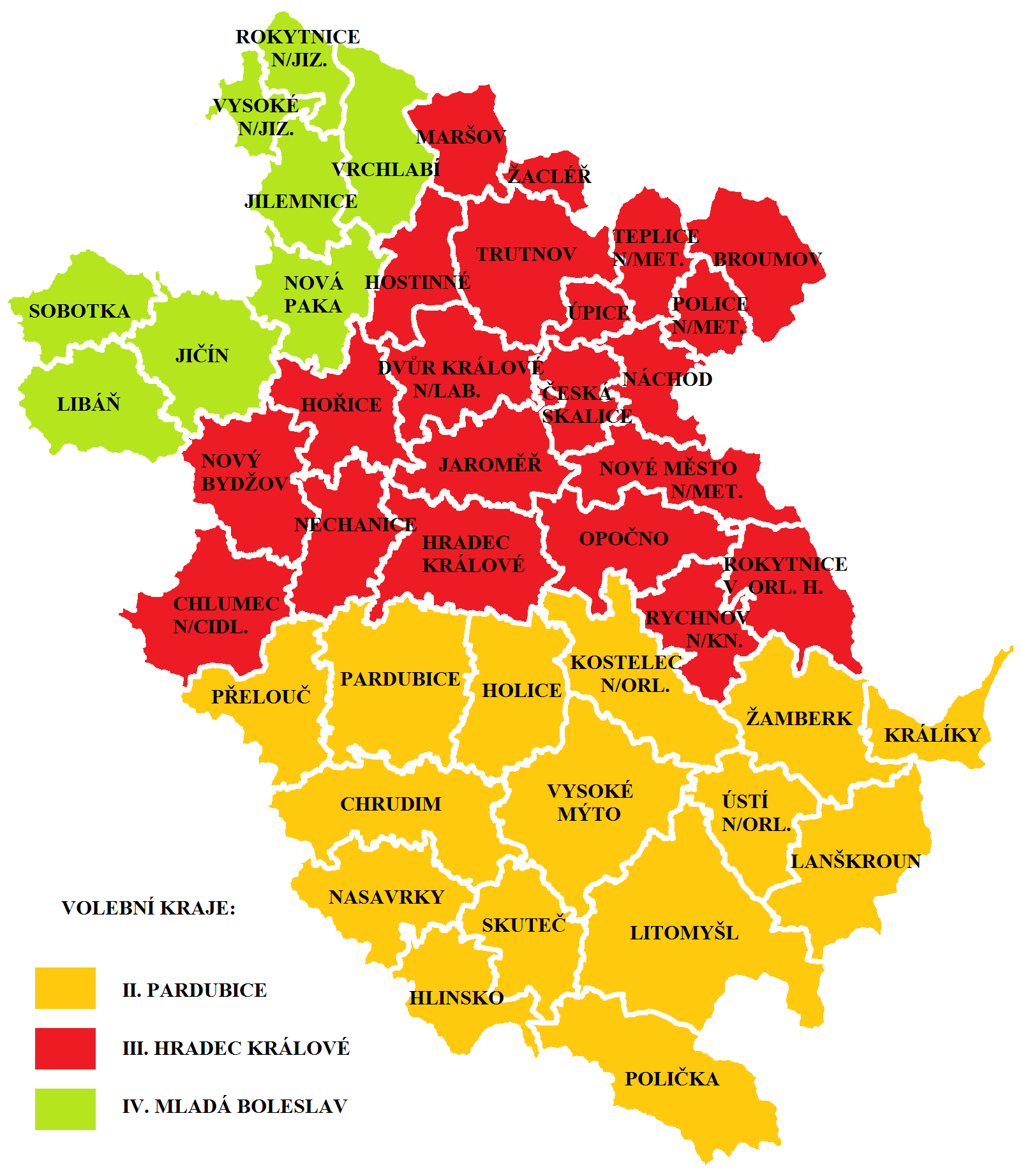 Příloha A: Porovnávané soudní okresy ve výsledcích voleb v