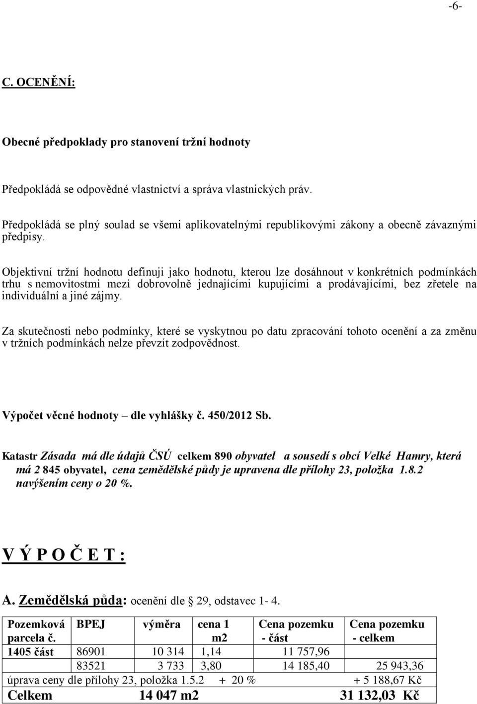 Objektivní tržní hodnotu definuji jako hodnotu, kterou lze dosáhnout v konkrétních podmínkách trhu s nemovitostmi mezi dobrovolně jednajícími kupujícími a prodávajícími, bez zřetele na individuální a