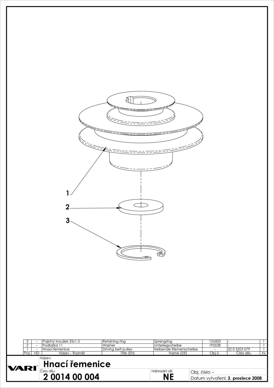 belt pulley treibende Riemenscheibe - 0 09 R Hnací řemenice