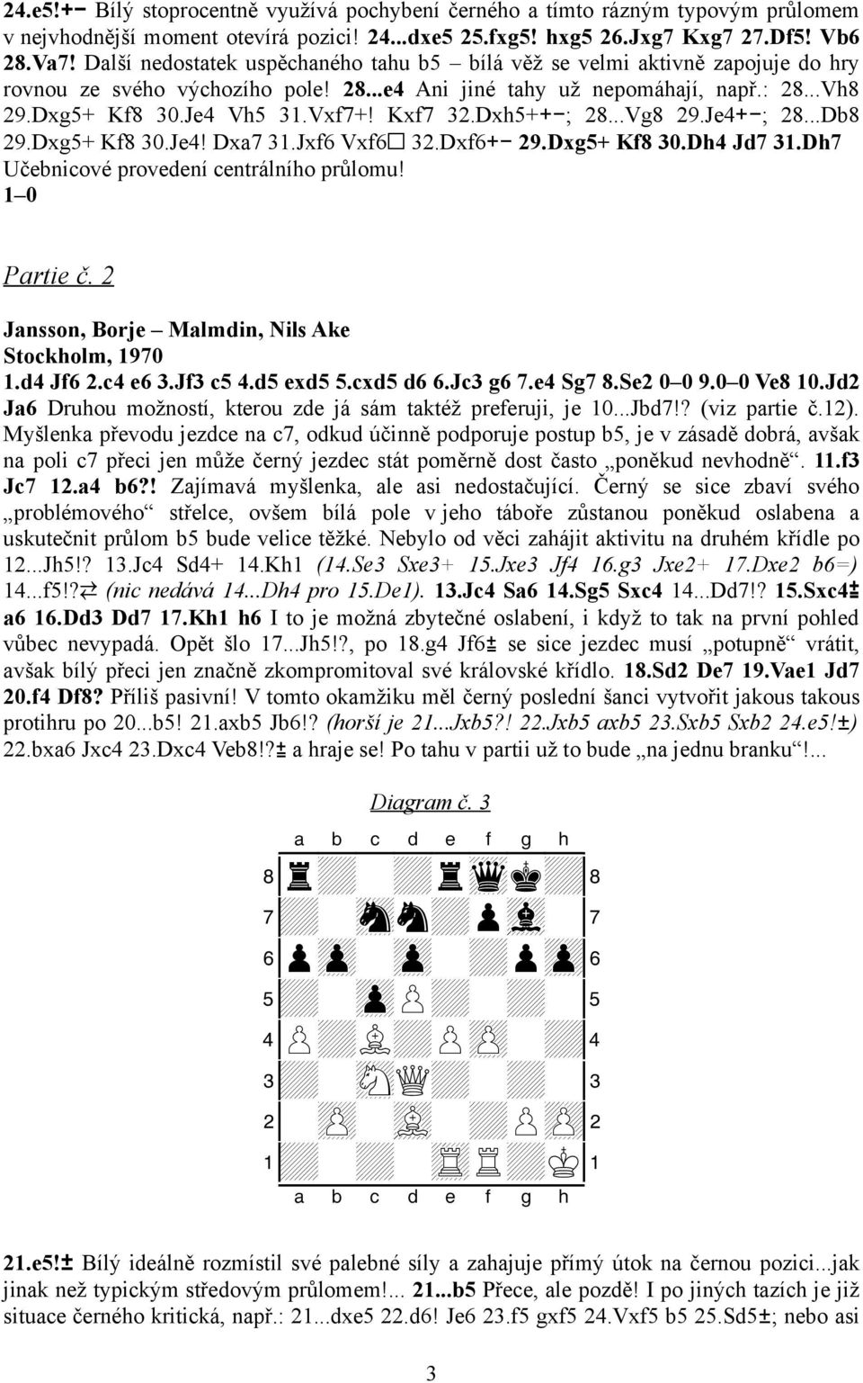 Kxf7 32.Dxh5++-; 28...Vg8 29.Je4+-; 28...Db8 29.Dxg5+ Kf8 30.Je4! Dxa7 31.Jxf6 Vxf6 32.Dxf6+- 29.Dxg5+ Kf8 30.Dh4 Jd7 31.Dh7 Učebnicové provedení centrálního průlomu! 1 0 Partie č.