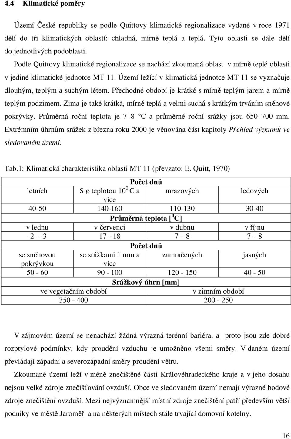 Území ležící v klimatická jednotce MT 11 se vyznačuje dlouhým, teplým a suchým létem. Přechodné období je krátké s mírně teplým jarem a mírně teplým podzimem.