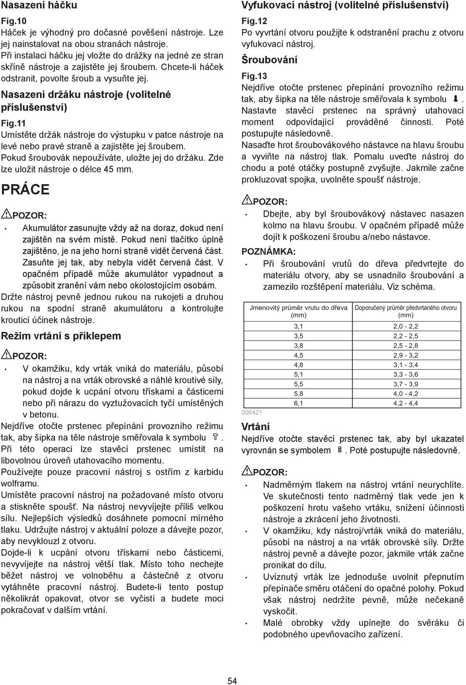 Nasazení držáku nástroje (volitelné p íslušenství) Fig. Umíst te držák nástroje do výstupku v patce nástroje na levé nebo pravé stran a zajist te jej šroubem.