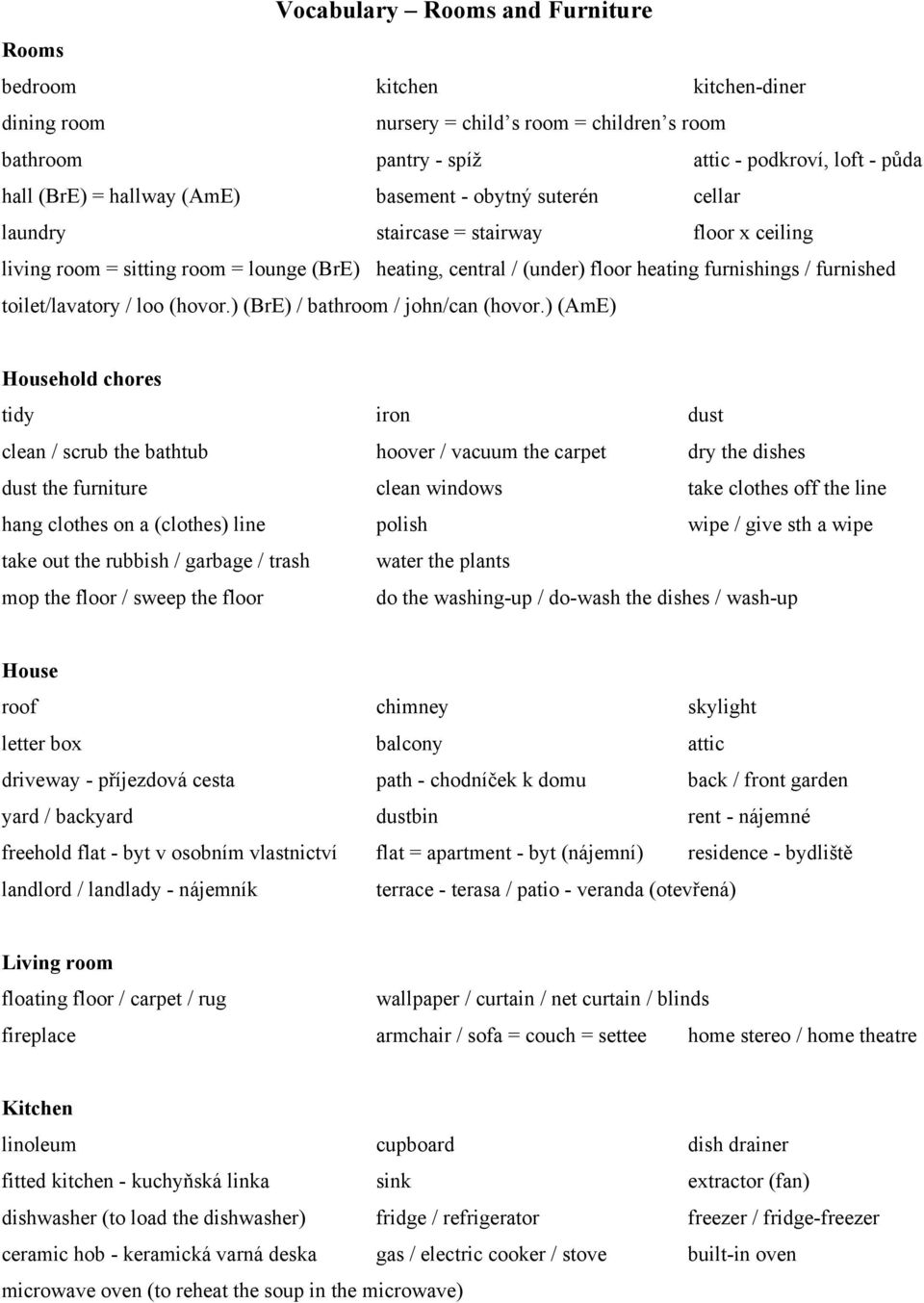 toilet/lavatory / loo (hovor.) (BrE) / bathroom / john/can (hovor.