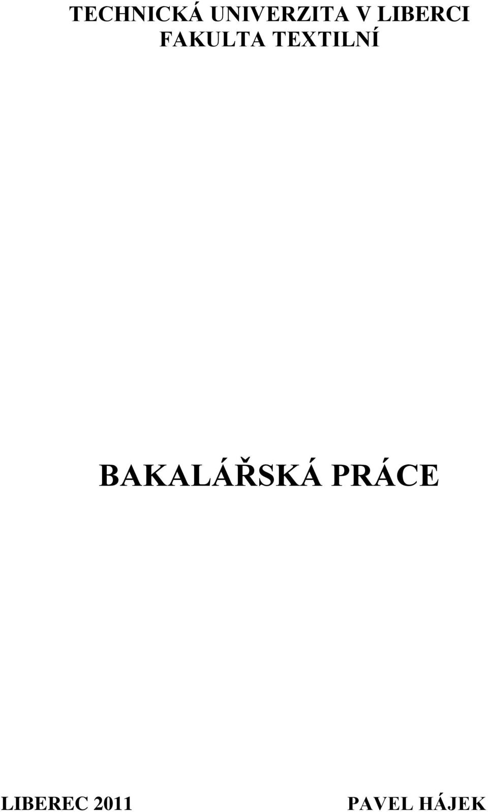 TEXTILNÍ BAKALÁŘSKÁ