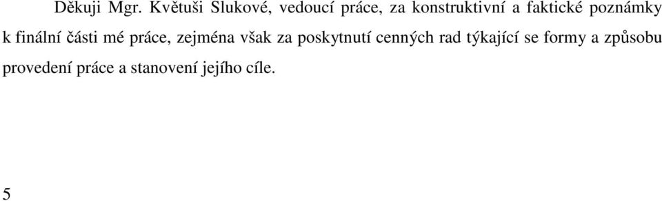 faktické poznámky k finální části mé práce, zejména