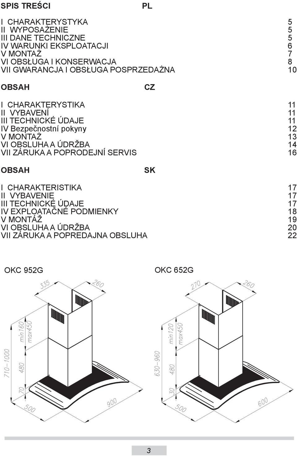 Bezpečnostní pokyny 12 V MONTAŻ 13 VI OBSLUHA A ÚDRŽBA 14 VII ZÁRUKA A POPRODEJNÍ SERVIS 16 OBSAH SK I CHARAKTERISTIKA 17 II