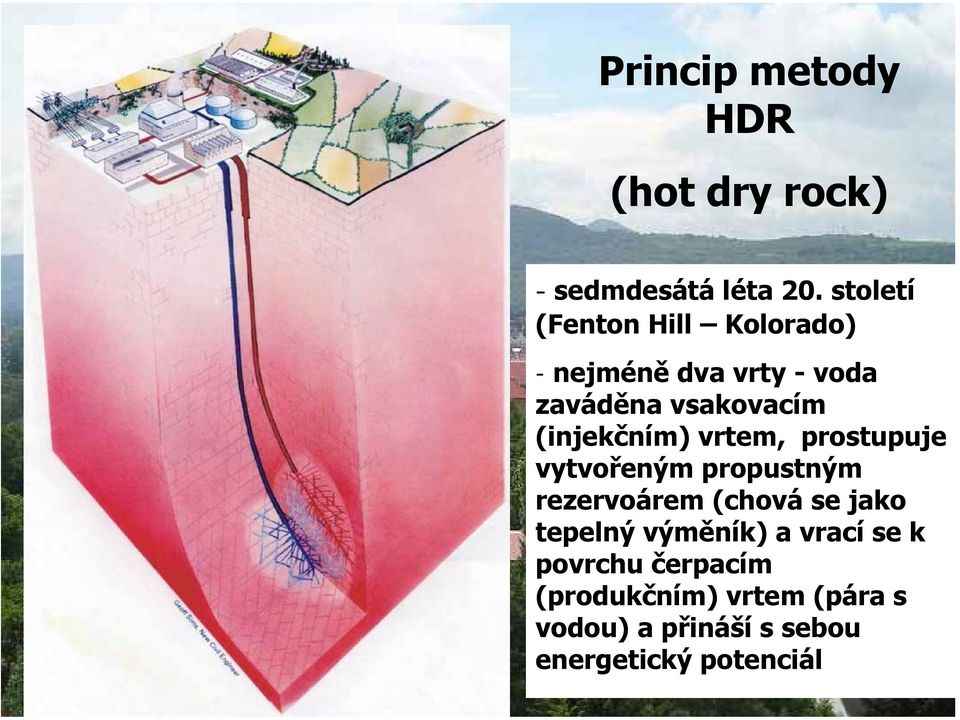 (injekčním) vrtem, prostupuje vytvořeným propustným rezervoárem (chová se jako