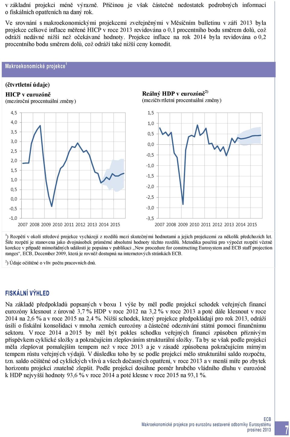 odráží nedávné nižší než očekávané hodnoty. Projekce inflace na rok 2014 byla revidována o 0,2 procentního bodu směrem dolů, což odráží také nižší ceny komodit.