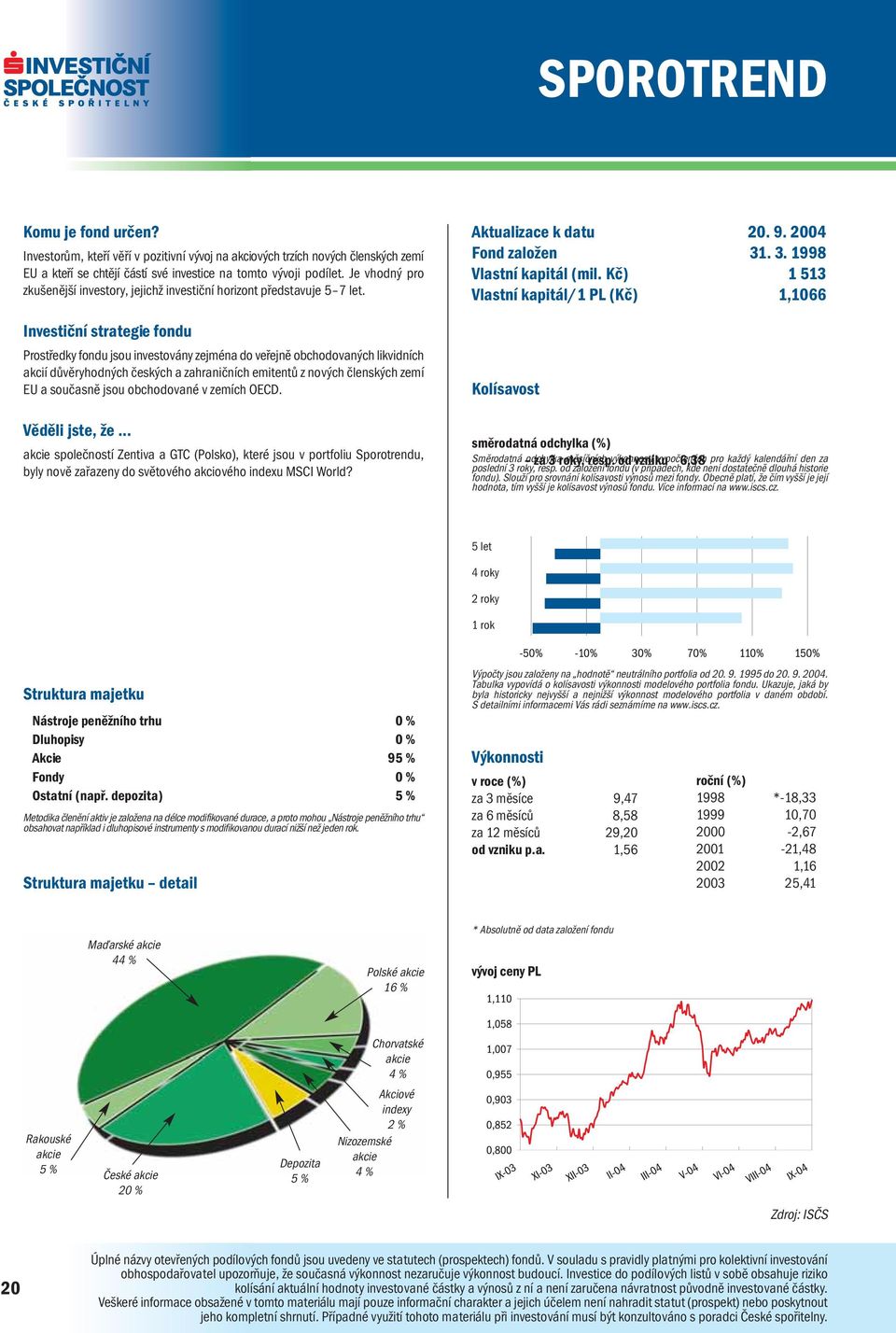 Prostředky fondu jsou investovány zejména do veřejně obchodovaných likvidních akcií důvěryhodných českých a zahraničních emitentů z nových členských zemí EU a současně jsou obchodované v zemích OECD.