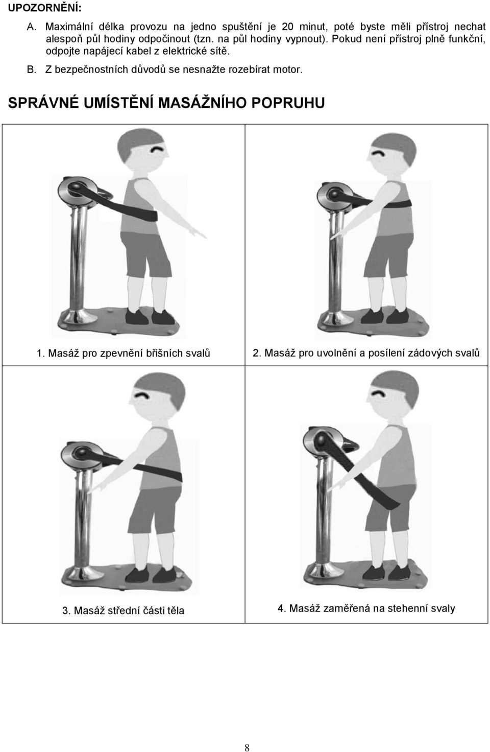 (tzn. na půl hodiny vypnout). Pokud není přístroj plně funkční, odpojte napájecí kabel z elektrické sítě. B.