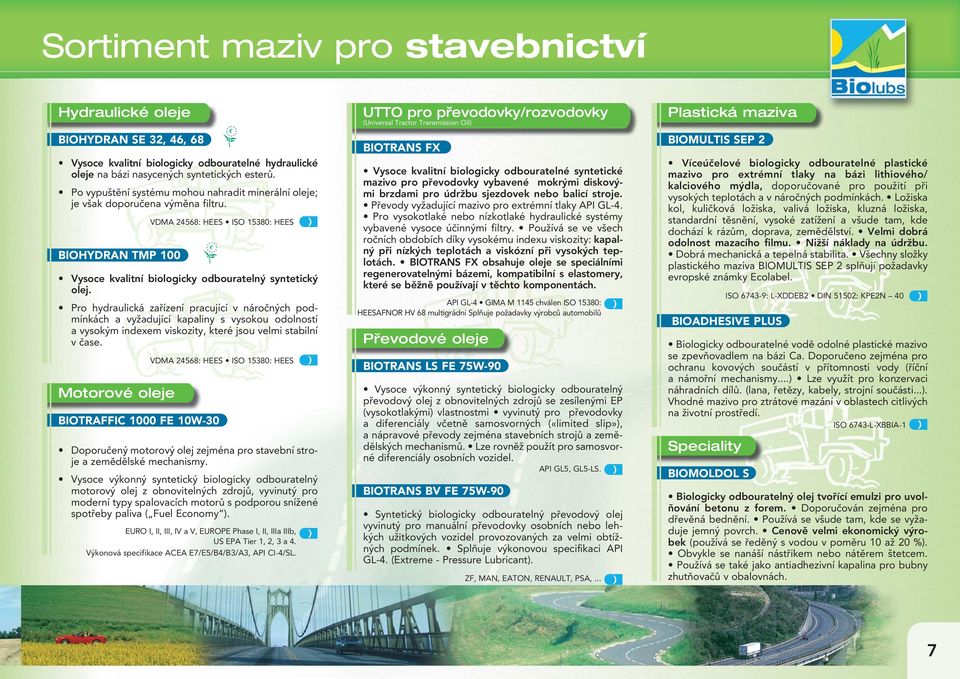 Pro hydraulická zařízení pracující v náročných podmínkách a vyžadující kapaliny s vysokou odolností a vysokým indexem viskozity, které jsou velmi stabilní v čase.